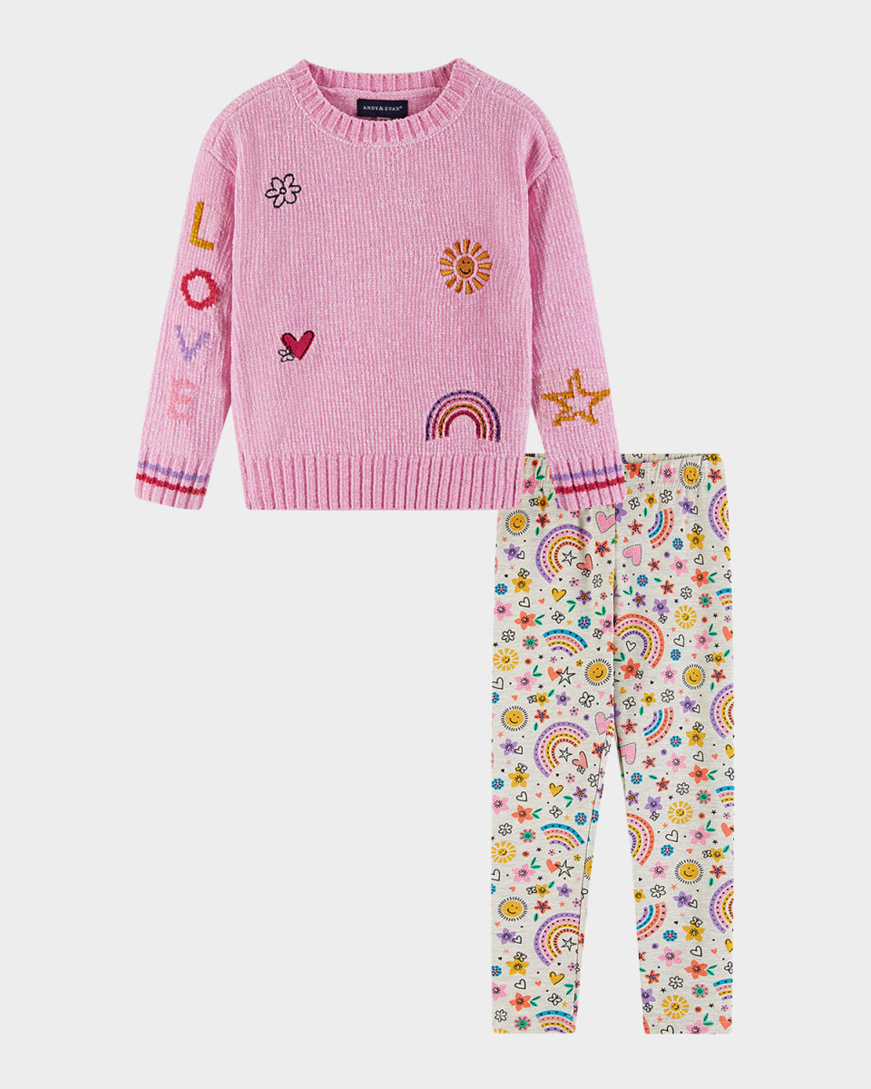 Girl's Printed Sweater & Leggings Set, Size 2T-6X